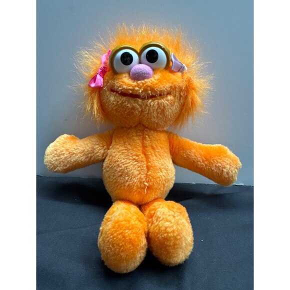 Vintage Tyco 1995 9” Plush Toy Orange Zoe  Doll With Pink Nose & Bow - Picture 1 of 8